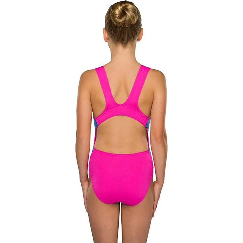 Maru - Heartfelt Pacer Auto Back Girls Swimsuit - Blue/Pink - Image 2