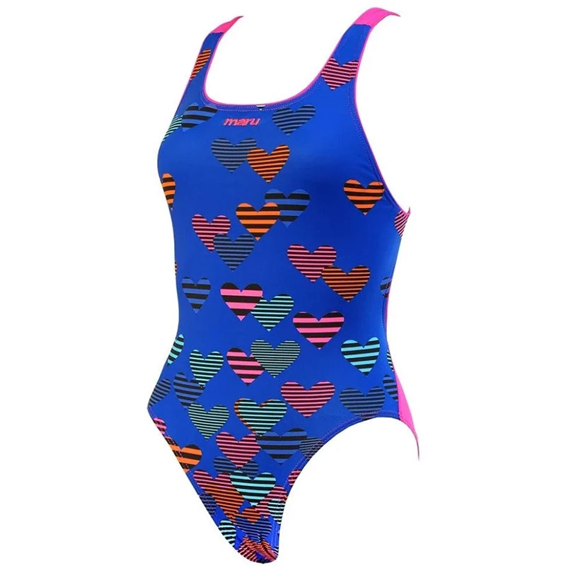 Maru - Heartfelt Pacer Auto Back Girls Swimsuit - Blue/Pink - Image 3