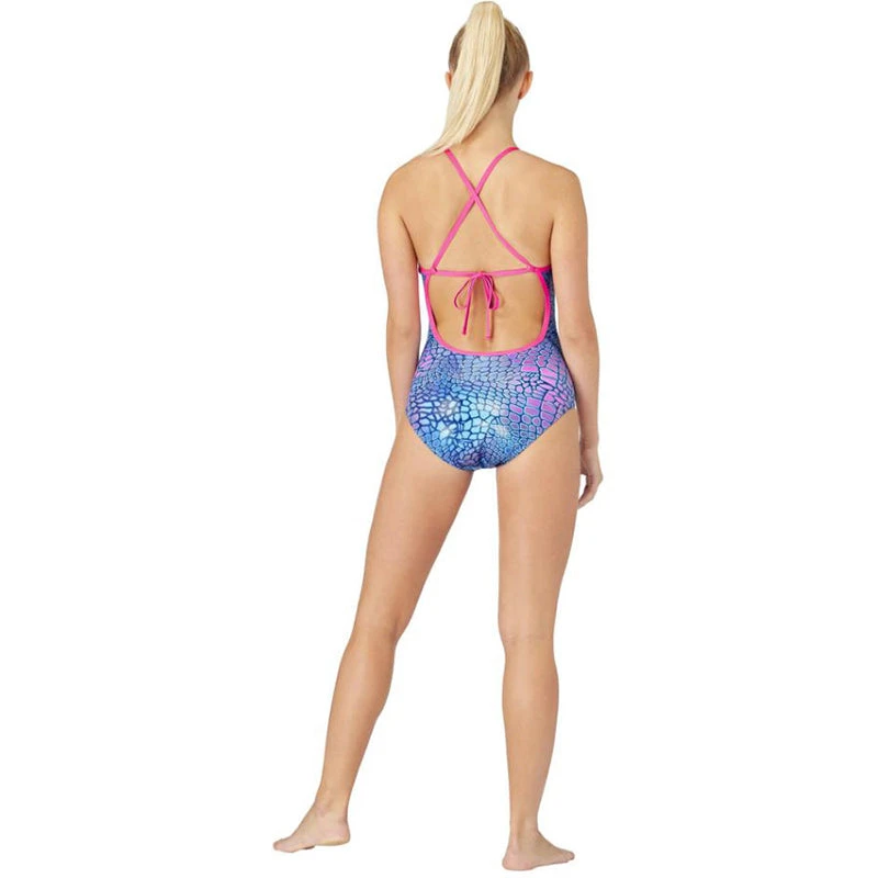 Maru - Komodo Ecotech Sparkle Tie Back Ladies Swimsuit - Turquoise/Pink - Image 3
