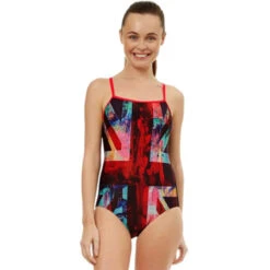 Maru - London Calling Ecotech Swift Back Ladies Swimsuit - Navy/Red