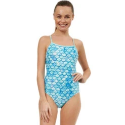 Maru - Shimmer Ecotech Sparkle Tie Back Ladies Swimsuit - Aqua