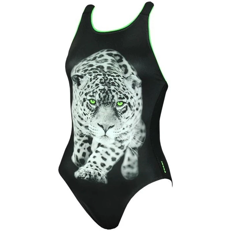 Maru - Snowy Pacer Vault Back Ladies Swimsuit - Black/White - Image 3