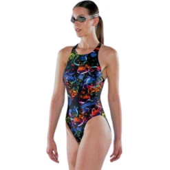 Maru - Sphere Tek Back Ladies Swimsuit - Black/Multi