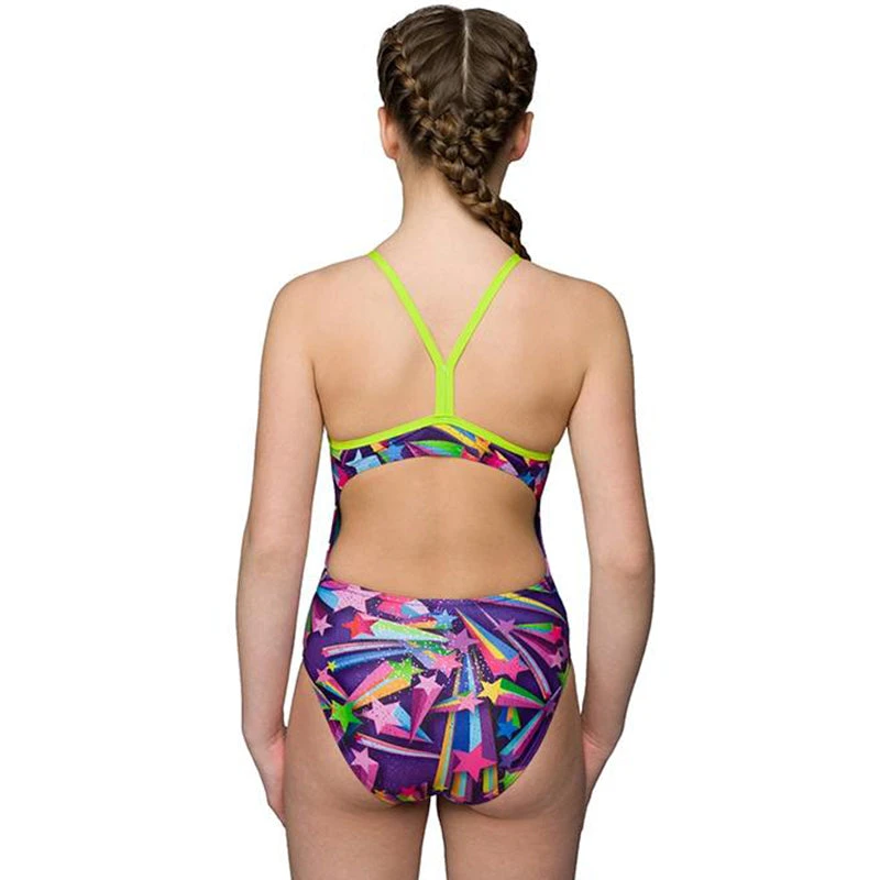 Maru - Sprinkled Stardust Sparkle Auto Back Girls Swimsuit - Pink - Image 2