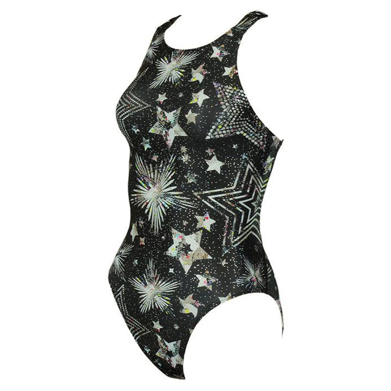 Maru - Starlight Sparkle Tek Back Ladies Swimsuit - Black/Silver - Image 3