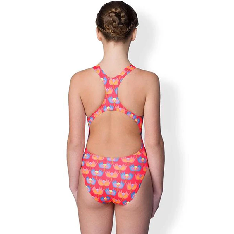 Maru - Tulips Pacer Rave Back Girls Swimsuit - Pink/Turquoise - Image 2