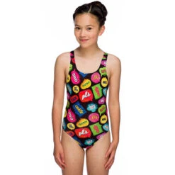 Maru - Txt Pacer Auto Back Girls Swimsuit - Multi